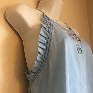 Blue Rain Tops - Embroidered ruffle tank Blue Rain Tops - Embroidered ruffle tank